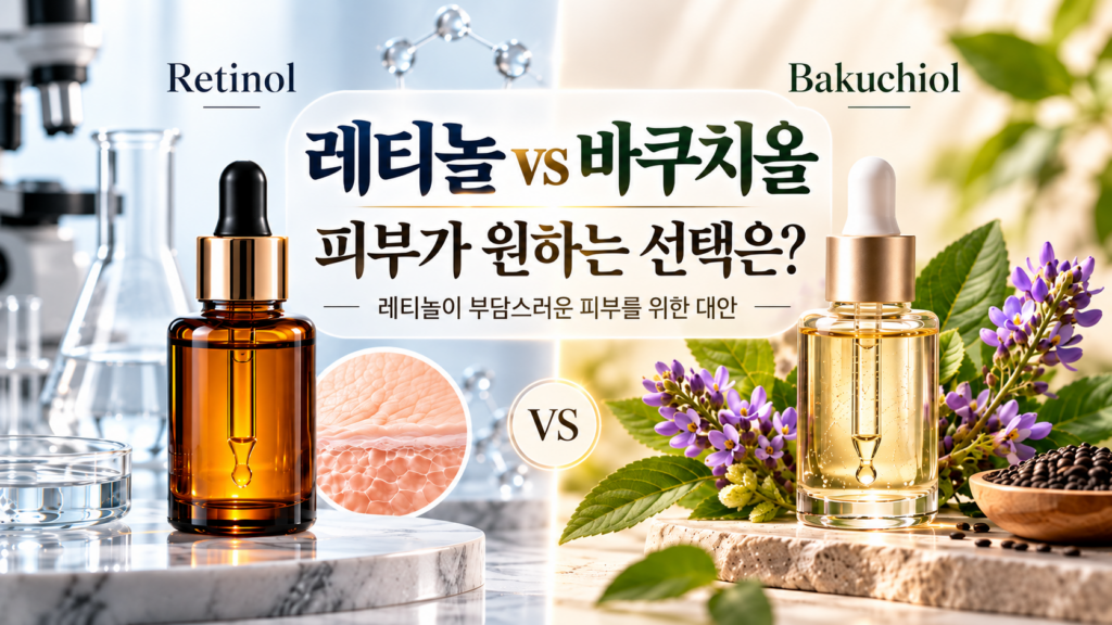 레티놀과 바쿠치올을 비교하는 썸네일 이미지